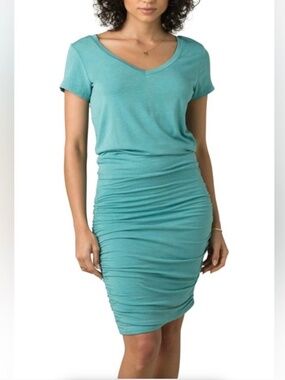 Prana turquoise ruched foundation dress